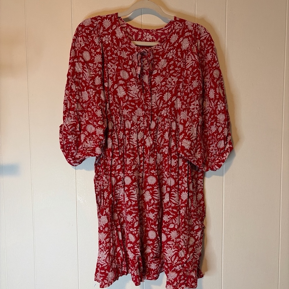 SHEIN Red Floral Mini Dress